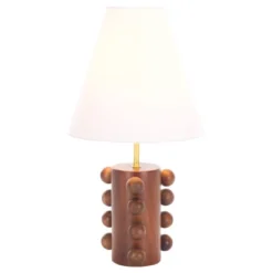 Safavieh Millie 22" Walnut Wood Table Lamp with Fabric Shade