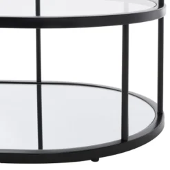 Safavieh Layta 3-Shelf Coffee Table - Matte Black & Clear Glass -Safavieh Furniture GUEST 764c396e 571b 4aa1 ba8a f6528fe0c77c