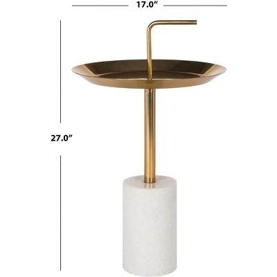 Safavieh Apollo Round Brass Top Side Table with Marble Base 4 Safavieh Apollo Round Brass Top Side Table with Marble Base - Image 2