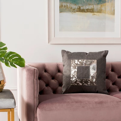 Safavieh Grayer Metallic Cowhide Pillow - Grey & Silver, 20" x 20" 3 Safavieh Grayer Metallic Cowhide Pillow - Grey & Silver, 20" x 20"