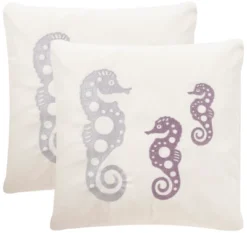 Safavieh Tropical Oreas Outdoor Throw Pillows, Set of 2 - 20" x 20" - Cream/Purple