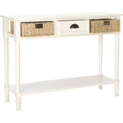 Safavieh Winifred White Console Table with Wicker Baskets and Storage 4 Safavieh Winifred White Console Table with Wicker Baskets and Storage - Image 2