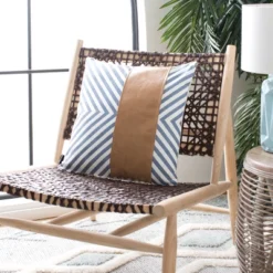 Safavieh Endra 18-inch Decorative Throw Pillow - Navy, White and Tan