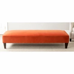Safavieh Harlow Lounging Bench in Pumpkin Orange Cotton