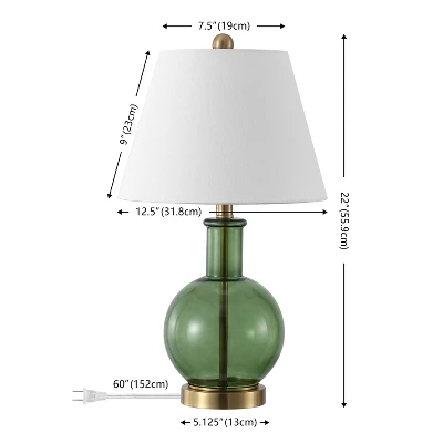 Safavieh Camelie 22-inch Green Glass & Brass Table Lamps (Set of 2) 6 Safavieh Camelie 22-inch Green Glass & Brass Table Lamps (Set of 2) - Image 4