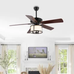 Safavieh Kristos 3-Light 52" Black Modern Ceiling Fan -Safavieh Furniture GUEST 7f9e91c4 1acd 48c4 ab8d 0049c54af99d