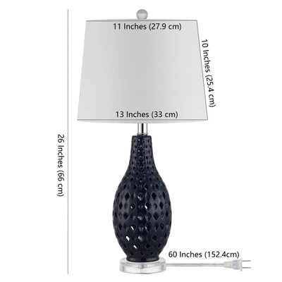 Safavieh Harlem Ceramic Navy Table Lamp with Diamond Motifs 4 Safavieh Harlem Ceramic Navy Table Lamp with Diamond Motifs - Image 2