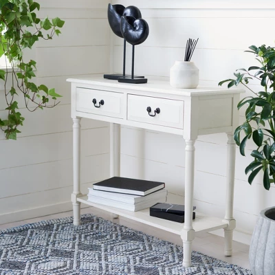 Safavieh Primrose 2-Drawer Console Table in Distressed White 4 Safavieh Primrose 2-Drawer Console Table in Distressed White - Image 2