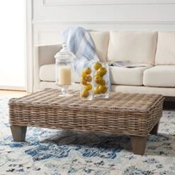 Safavieh Leary Rattan Coffee Table - Coastal-Chic Living Room Centerpiece
