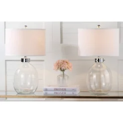 Safavieh Neville Clear Glass Table Lamp Set of 2 (Includes LED Bulbs) -Safavieh Furniture GUEST 887d2b6e d388 409a bd75 8f00171d31ee