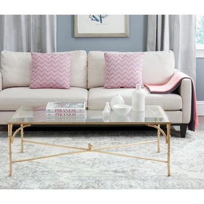 Safavieh Maurice Gold Coffee Table with Tempered Glass Top 3 Safavieh Maurice Gold Coffee Table with Tempered Glass Top