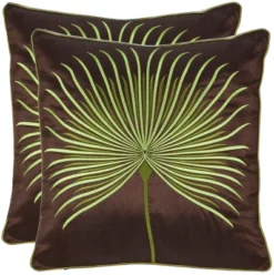 Safavieh Leste Verte 22-inch Green Tropical Leaf Decorative Pillows - Set of 2