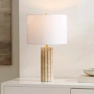 Safavieh Remi 23.5-Inch Travertine Table Lamp - Beige Elegant Accent Lighting 5 Safavieh Remi 23.5-Inch Travertine Table Lamp - Beige Elegant Accent Lighting - Image 3