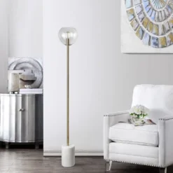Safavieh Bradley 61" Gold Floor Lamp with Marble Base