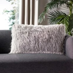 Safavieh Shag Modish Metallic Decorative Throw Pillow - 12" x 20"