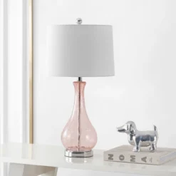 Safavieh Finnley Light Blush Crackle Glass Table Lamp