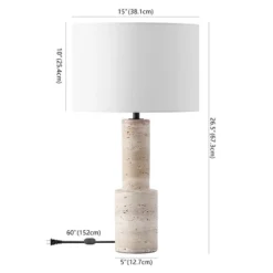 Safavieh Couture Tywin Travertine Table Lamp - Travertine/White -Safavieh Furniture GUEST 93eda409 da86 478e 9b85 e061eee574cd