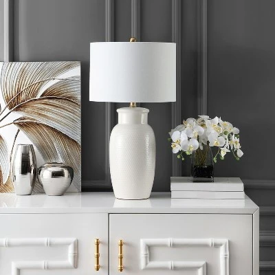 Safavieh Norsi Ivory Ceramic Table Lamp - Elegant Textured Lighting 3 Safavieh Norsi Ivory Ceramic Table Lamp - Elegant Textured Lighting