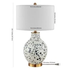 Safavieh Krew Splatter Glass Table Lamp with Gold Accents - White/Navy -Safavieh Furniture GUEST 95e113e0 c437 402a 9c5c ce052725c7c9