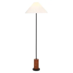 Safavieh Willa 54" Floor Lamp - Walnut & Black Mid-Century Modern Wood Lamp
