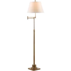Safavieh Ingram Swing Arm Floor Lamp in Brass Finish - LIT4301 -Safavieh Furniture GUEST 96ed9db8 13ef 41af 931f c37a0a03905e