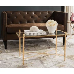 Safavieh Tait Antique Gold Leaf and Glass Coffee Table