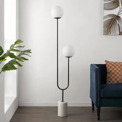 Safavieh Leif 68-Inch Iron and Marble Floor Lamp in Black and White 4 Safavieh Leif 68-Inch Iron and Marble Floor Lamp in Black and White - Image 2