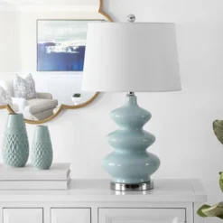 Safavieh Brielle Blue Ceramic Triple Gourd Table Lamp