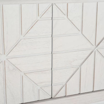 Safavieh Zella 4-Door White Console Table with Geometric Facade 9 Safavieh Zella 4-Door White Console Table with Geometric Facade - Image 7