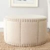 Safavieh Sherri Round Cocktail Ottoman with Designer Nail Head Trim
