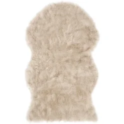 Safavieh Faux Sheepskin FSS346 Power Loomed Area Rug - 3' x 5' Beige & Brown