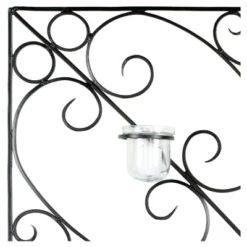 Safavieh 28.3" Square Black Wrought Iron Votive Wall Sconce with Fleur de Lis