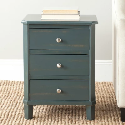 Joe End Table With Storage Drawers- Dark Teal - Safavieh 3 Joe End Table With Storage Drawers- Dark Teal - Safavieh