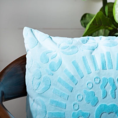 Safavieh Shayla Teal 18" x 18" Textured Boho Throw Pillow 4 Safavieh Shayla Teal 18" x 18" Textured Boho Throw Pillow - Image 2