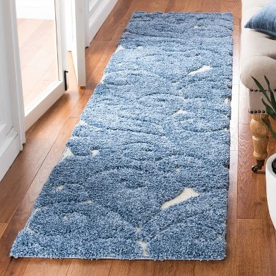 Safavieh Elaina Swirl Loomed Shag Runner Rug, Light Blue/Cream (2'3" x 11') 3 Safavieh Elaina Swirl Loomed Shag Runner Rug, Light Blue/Cream (2'3" x 11')