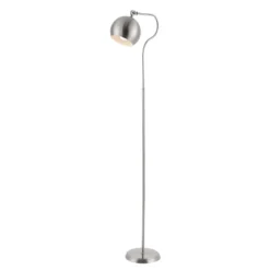 Safavieh Elijah Iron Floor Lamp with LED Bulb - Brushed Nickel