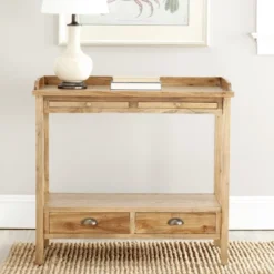 Safavieh Couture Peter Console Table in Brown Weathered Oak