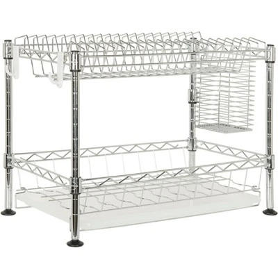 Safavieh Darina Chrome Adjustable 2-Tier Dish Drying Rack 2 Safavieh Darina Chrome Adjustable 2-Tier Dish Drying Rack - Image 2