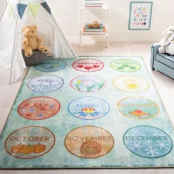 Safavieh Kids Playhouse KPH256 Power Loomed Interactive Area Rug
