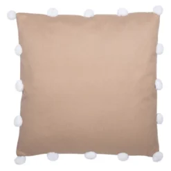 Safavieh Temi Decorative Pillow - Beige & White with Pom Pom Accents (18" x 18") 7 Safavieh Temi Decorative Pillow - Beige & White with Pom Pom Accents (18" x 18") -Safavieh Furniture GUEST aa14dc24 d739 4553 a27b c97c2f425c75