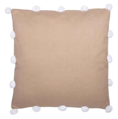 Safavieh Temi Decorative Pillow - Beige & White with Pom Pom Accents (18" x 18") 5 Safavieh Temi Decorative Pillow - Beige & White with Pom Pom Accents (18" x 18") - Image 3