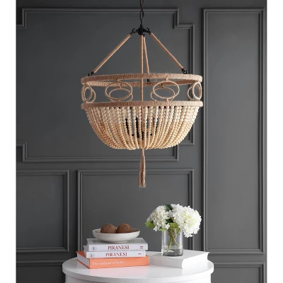 Safavieh Whitley Pendant in Brown Wooden Finish and Dark Gray 3 Safavieh Whitley Pendant in Brown Wooden Finish and Dark Gray