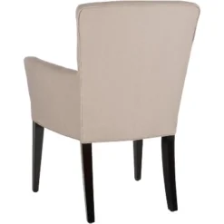 Safavieh Dale Arm Chair in Taupe Linen with Espresso Birch Legs -Safavieh Furniture GUEST af24503d f0fb 4ef8 964a a8cc8e321745