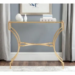 Safavieh Alphonse Gold and Glass Console Table