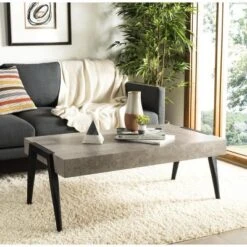 Safavieh Cameron Midcentury Modern Coffee Table in Light Grey and Black