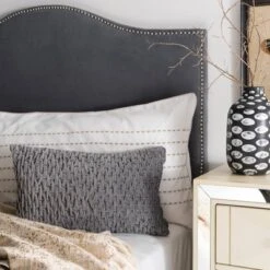 Safavieh Caine Elegant Ruched Throw Pillow in Mid-Grey