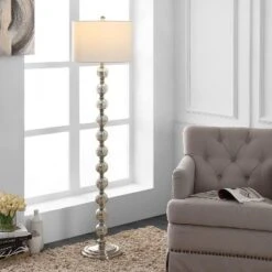 Safavieh Cace Floor Lamp in Satin Nickel and Ivory -Safavieh Furniture GUEST b6f9f265 aa39 49c2 9b50 3ab4d656fa9b