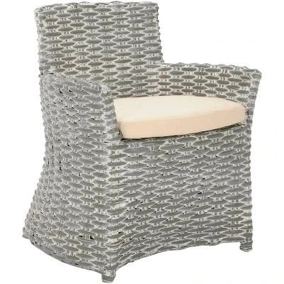 Safavieh Cabana Rattan Arm Chair in Grey White Wash 4 Safavieh Cabana Rattan Arm Chair in Grey White Wash - Image 2