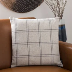 Safavieh Lazra 18-inch Windowpane Plaid Throw Pillow - Beige/Black