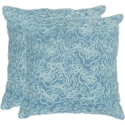 Safavieh Tape Swirl 20-inch Decorative Throw Pillows (Set of 2) - Wedgwood Blue